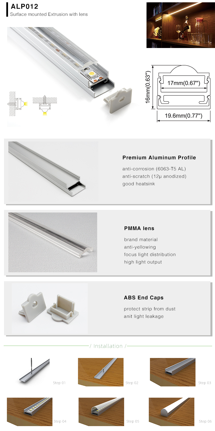 The size, installation direction, parts, and installation steps of the U LED profiles
